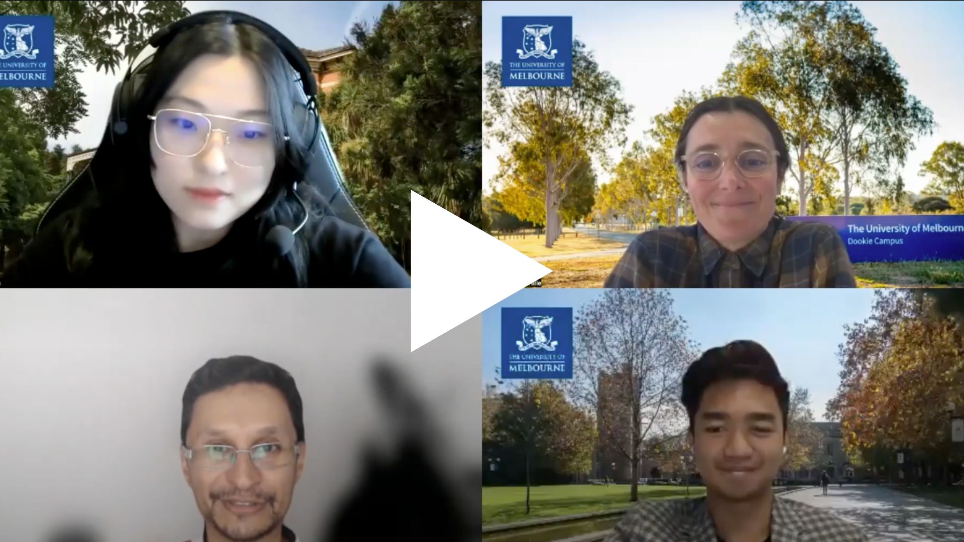 Symposium image of four people on a virtual call